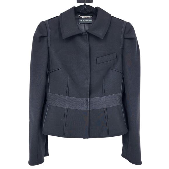 Vintage Dolce & Gabbana Black Wool Blend Blazer & Skirt Suit Set Womens Size 42 - Picture 9 of 11